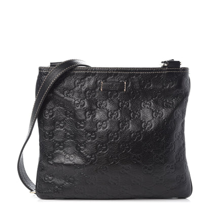 Gucci Guccissima Small Flat Messenger Bag Black 1 of 7