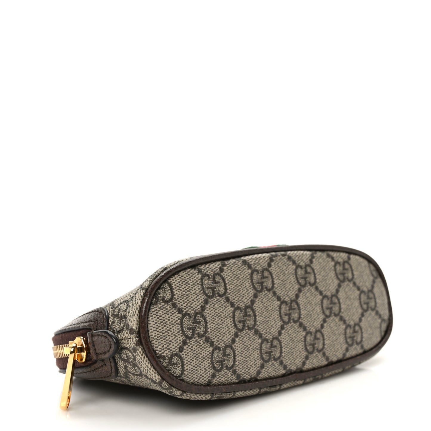 GG Supreme Monogram Textured Calfskin Web Medium Ophidia Cosmetic Case Beige Ebony New Acero