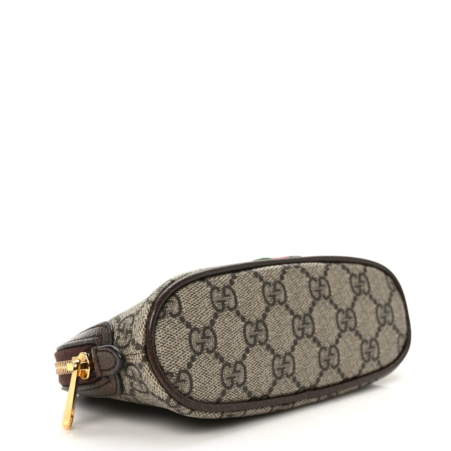 Gucci GG Supreme Monogram Textured Calfskin Web Medium Ophidia Cosmetic Case Beige Ebony New Acero 4 of 6