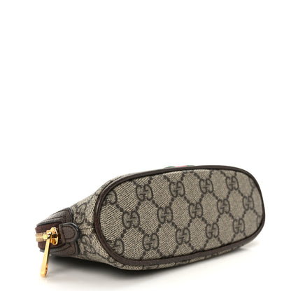 Gucci GG Supreme Monogram Textured Calfskin Web Medium Ophidia Cosmetic Case Beige Ebony New Acero 4 of 6