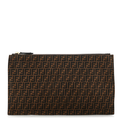 Fendi Suede Vitello King Micro FF Medium Flat Pouch Sigaro Marrone Ebano 1 of 8
