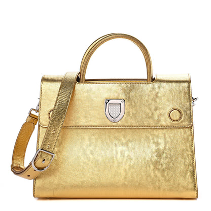 Christian Dior Metallic Goatskin Medium Diorever Flap Gold 1 of 12