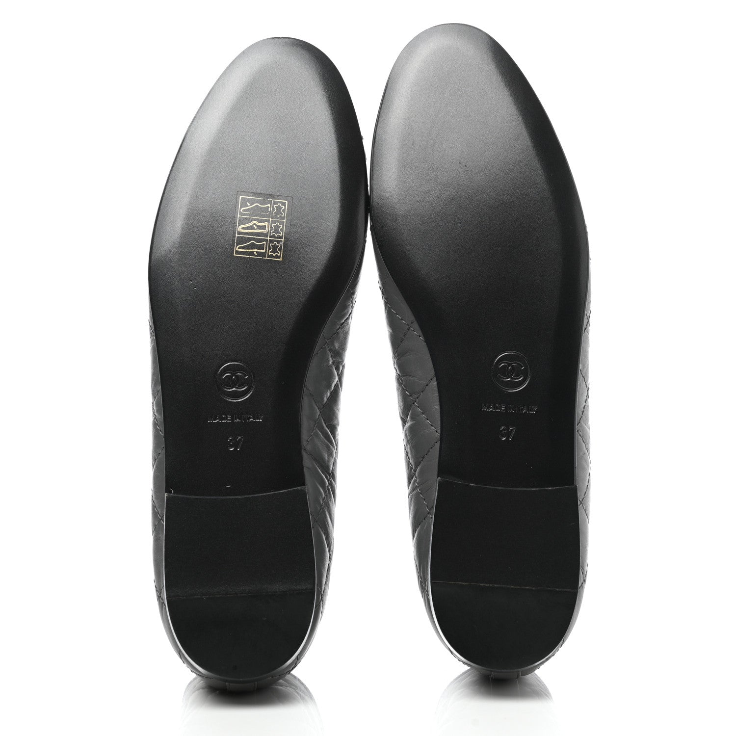 Chanel Aged Calfskin Quilted CC Cap Toe Ballerina Flats 37 Grey 5 of 8