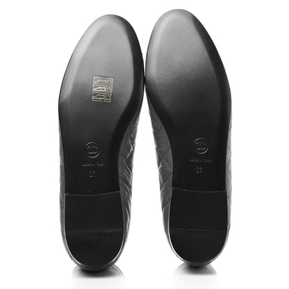 Chanel Aged Calfskin Quilted CC Cap Toe Ballerina Flats 37 Grey 5 of 8