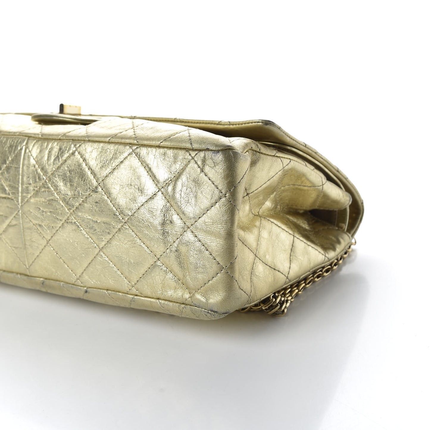 Metallic Aged Calfskin Quilted 2.55 Reissue 228 Flap Gold