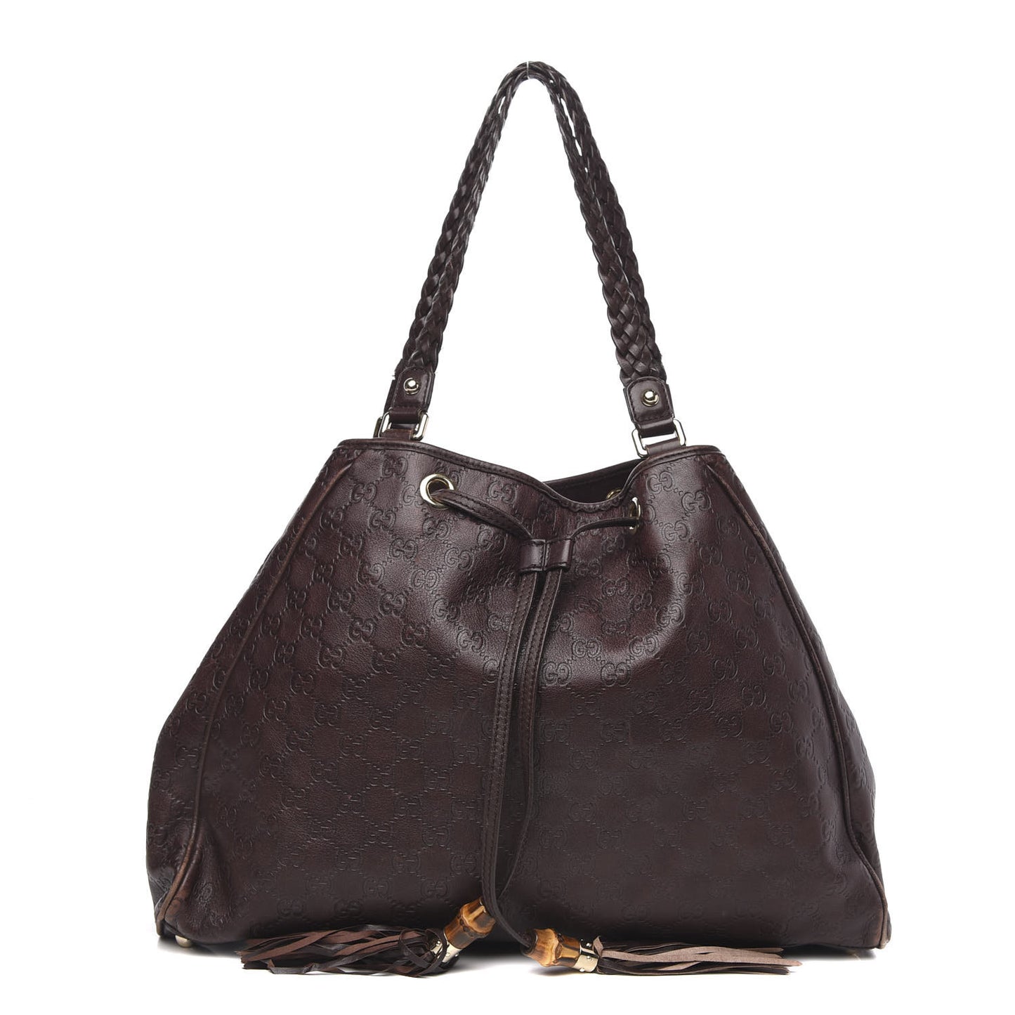 Guccissima Peggy Braided Tote Dark Brown