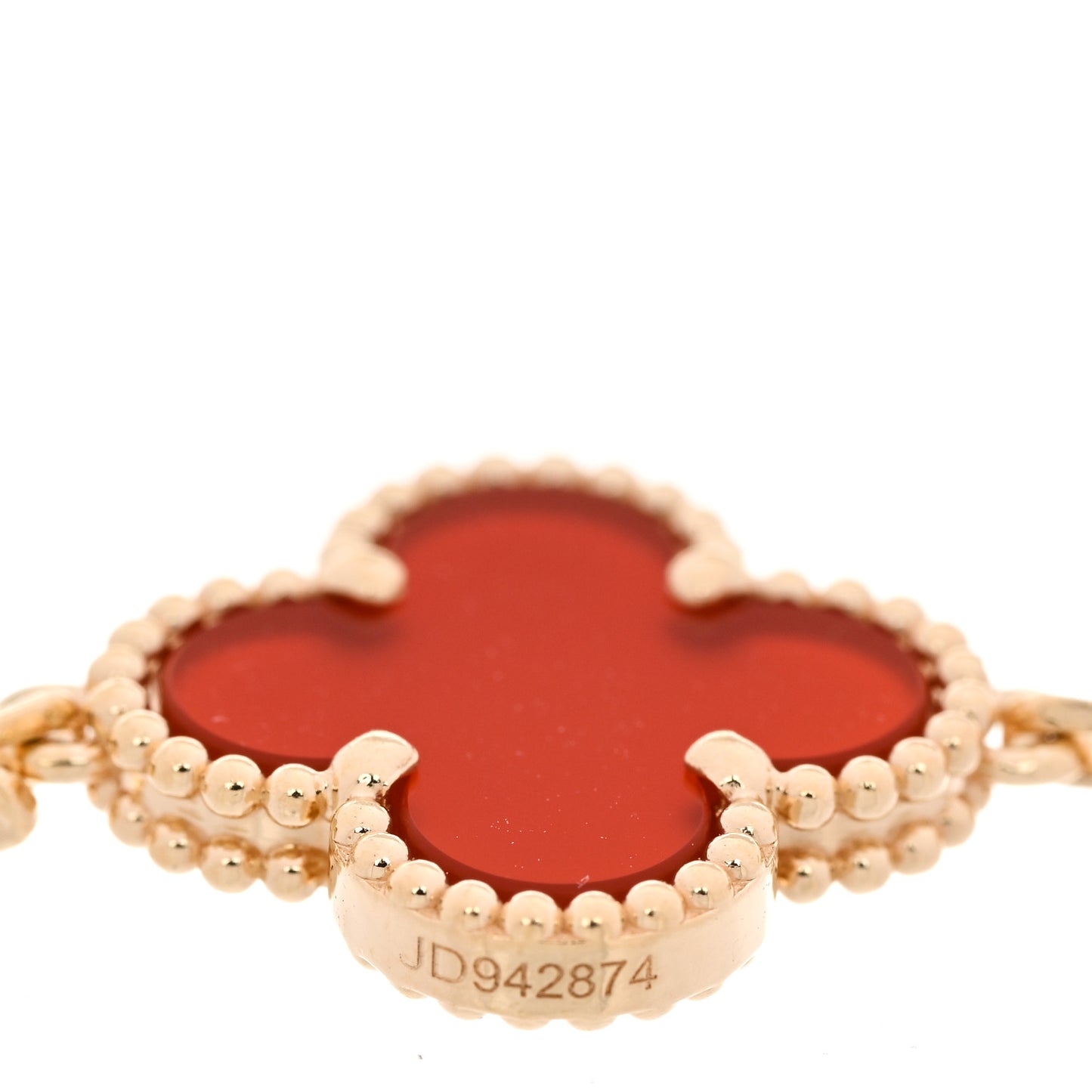 18K Yellow Gold Carnelian 5 Motifs Vintage Alhambra Bracelet
