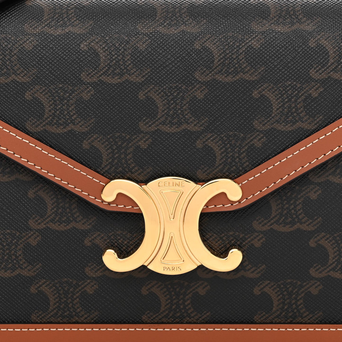 Triomphe Canvas Calfskin Margo Wallet on Chain Tan