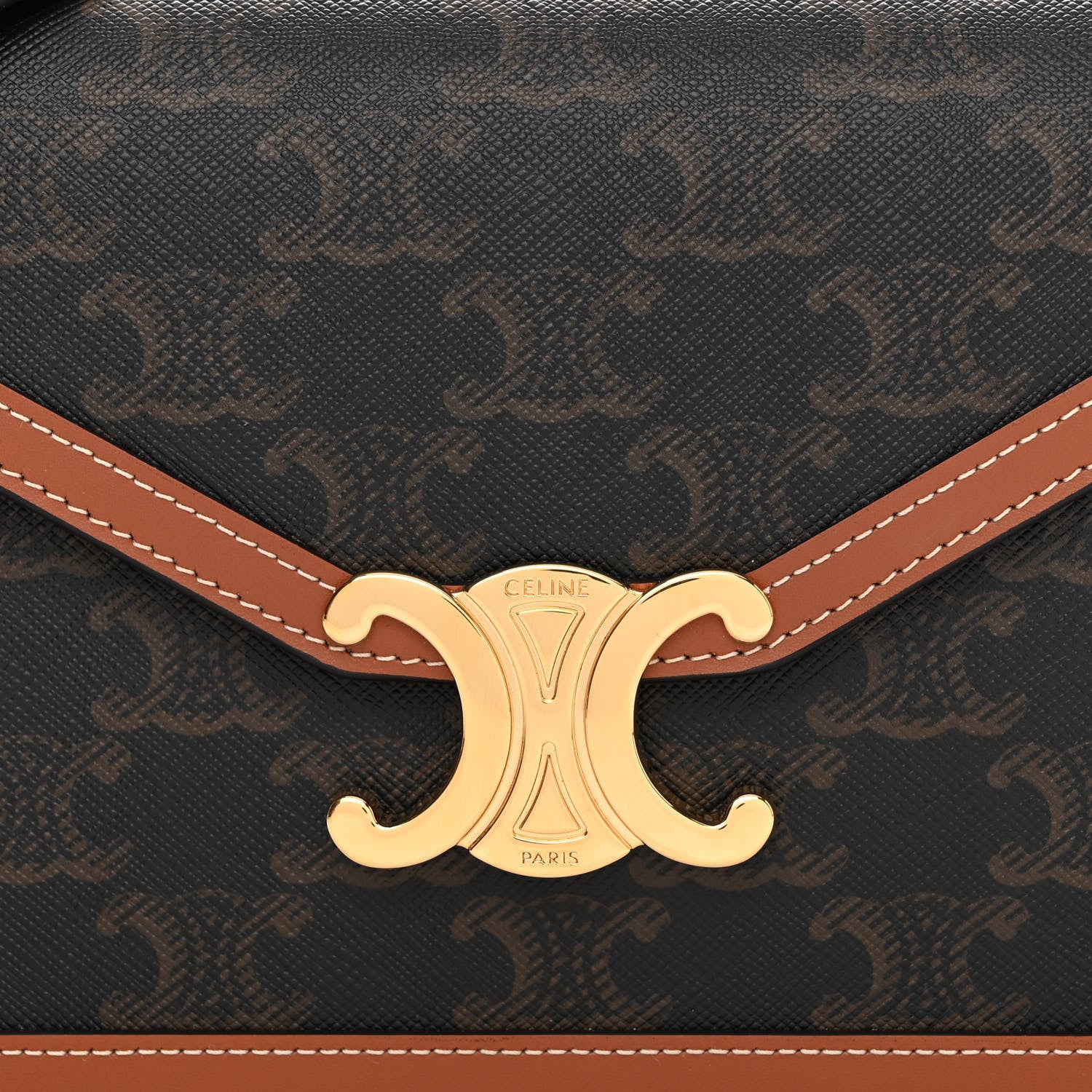 Celine Triomphe Canvas Calfskin Margo Wallet on Chain Tan 8 of 11