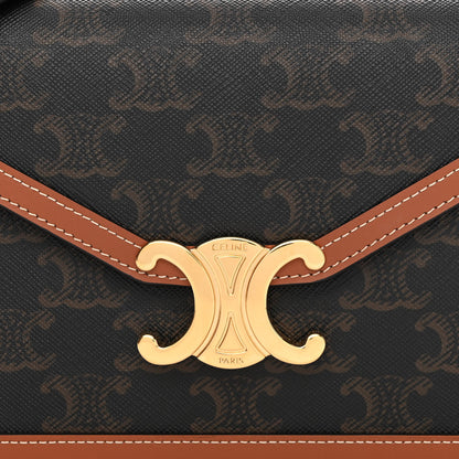 Celine Triomphe Canvas Calfskin Margo Wallet on Chain Tan 8 of 11
