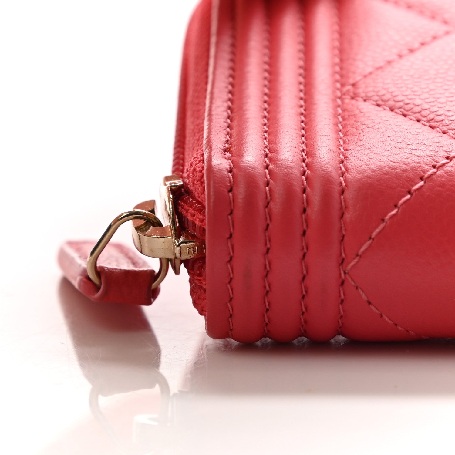 Chanel Caviar Quilted Large Boy Zip Around Wallet Coral 10 of 11