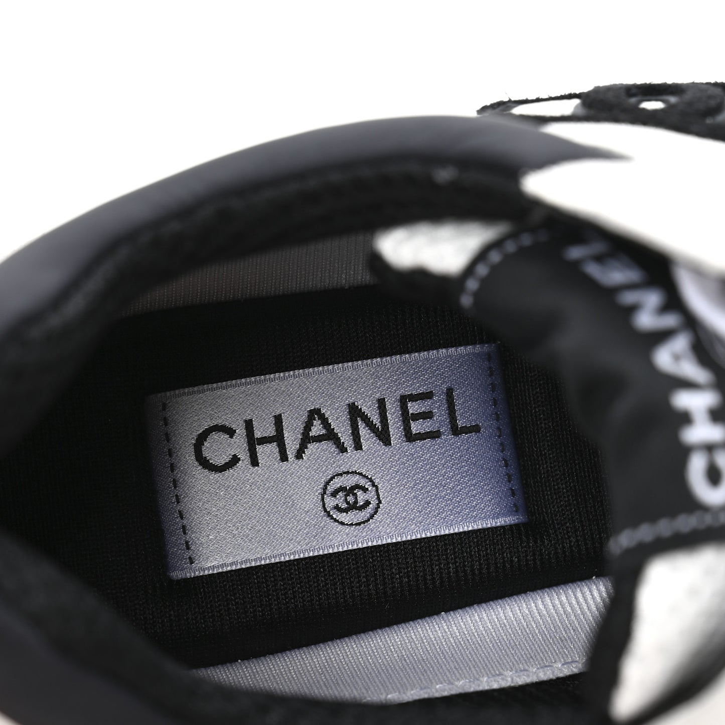 Mesh Suede Calfskin Grained Calfskin Womens CC Sneakers 37.5 White Black