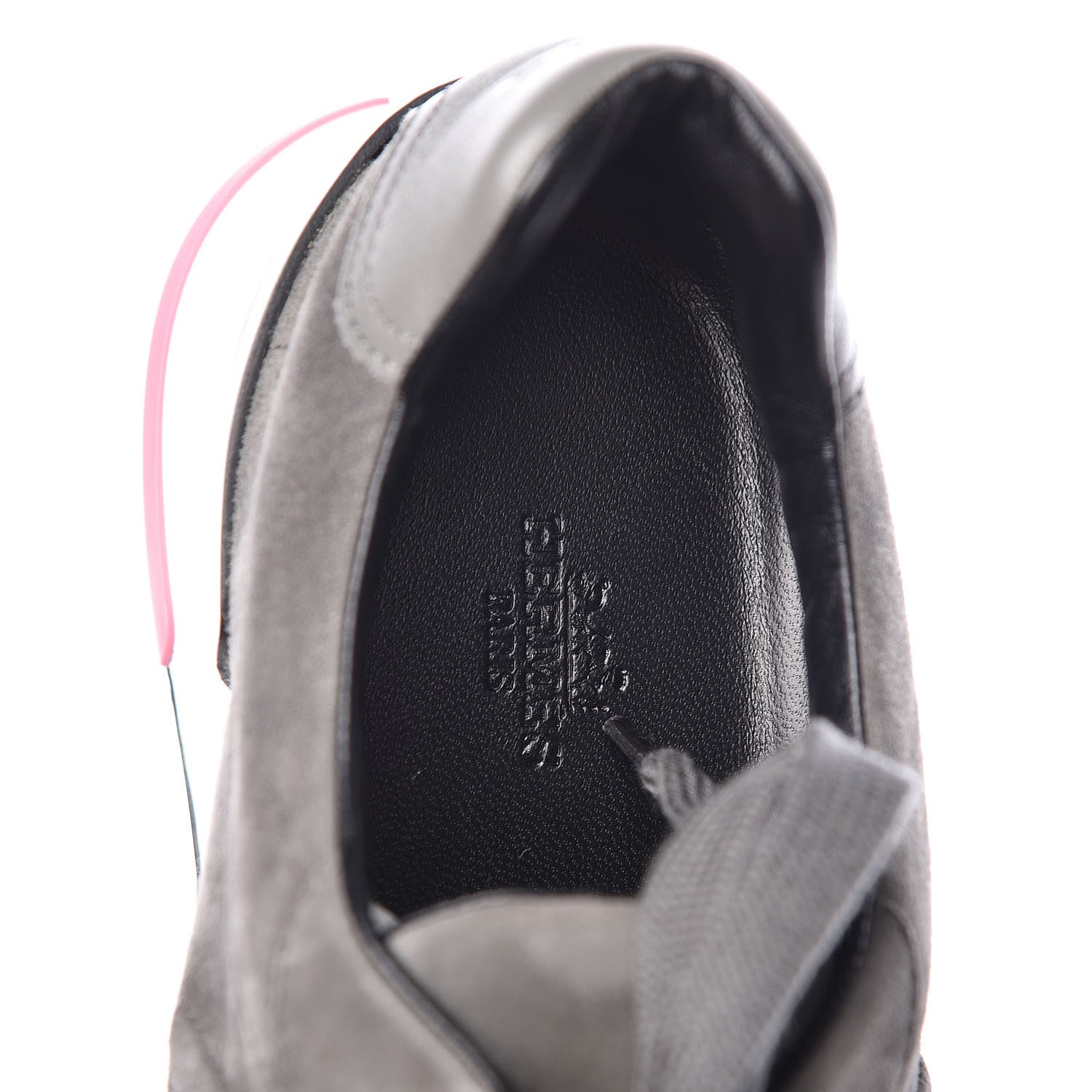 Hermes Velvet Goatskin Calfskin Womens Trail Sneakers 39.5 Gris Tenorite Blanc 7 of 13