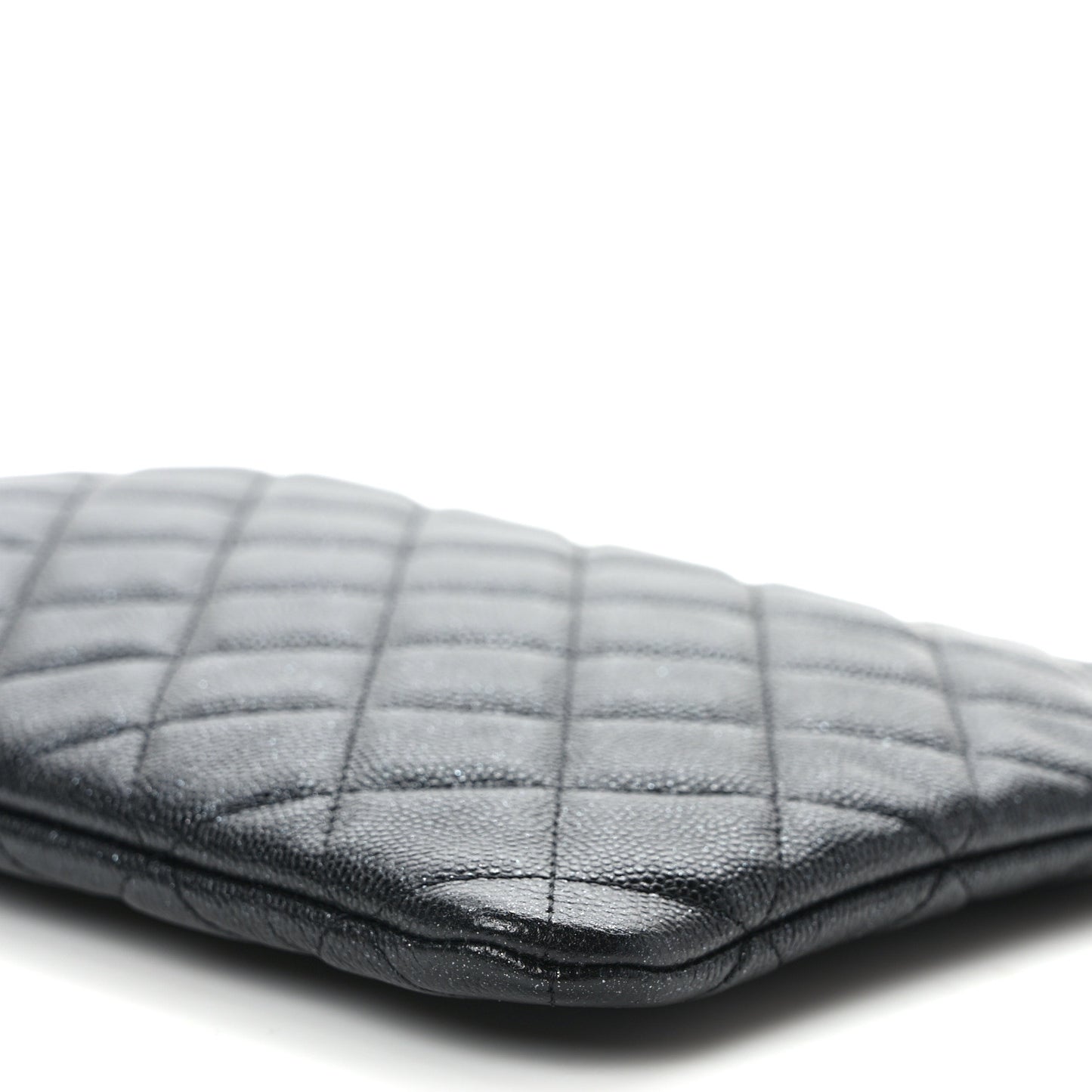 Iridescent Caviar Quilted Medium Cosmetic Case Black