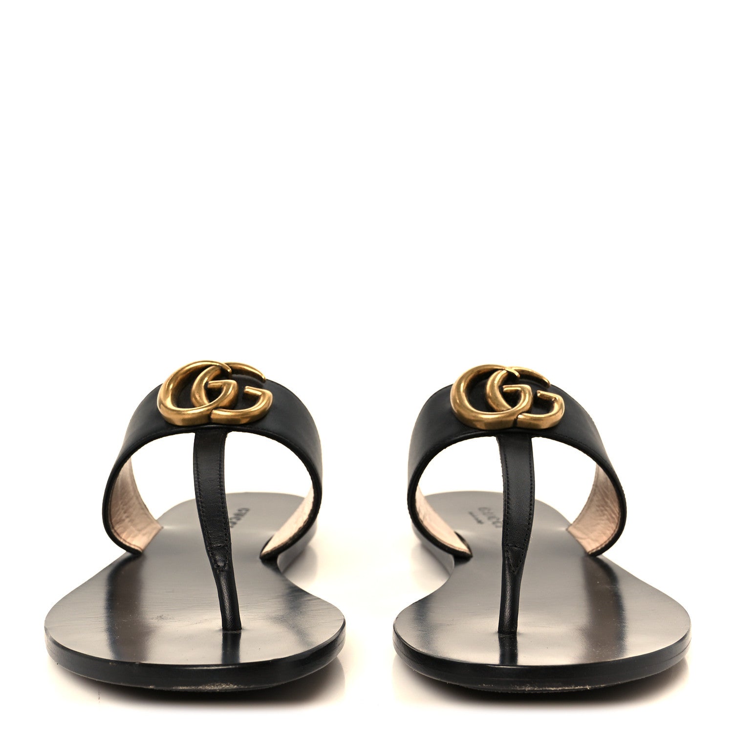 Gucci Calfskin GG Marmont Thong Sandals 36 Black 3 of 10