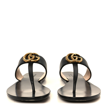 Gucci Calfskin GG Marmont Thong Sandals 36 Black 3 of 10