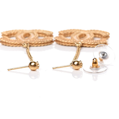 Chanel CC Drop Earrings Matte Gold 4 of 5