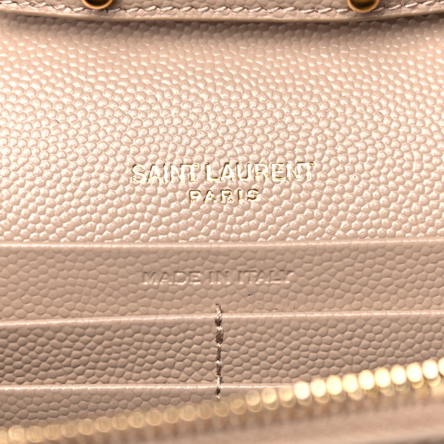 Saint Laurent Grain De Poudre Matelasse Chevron Monogram Chain Wallet Nude Powder 6 of 9