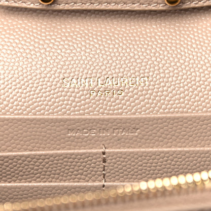 Saint Laurent Grain De Poudre Matelasse Chevron Monogram Chain Wallet Nude Powder 6 of 9
