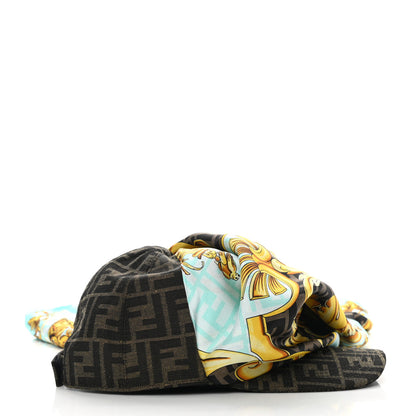 Fendi X VERSACE Silk FF Baroque Fendace Foulard Cap 59 Gold 6 of 11