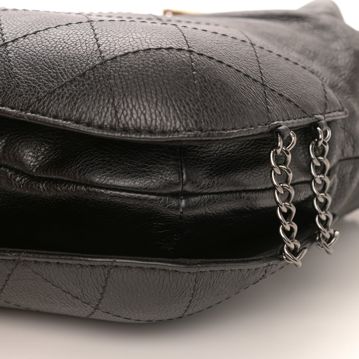 Calfskin Quilted Small Gabrielle Bucket Black