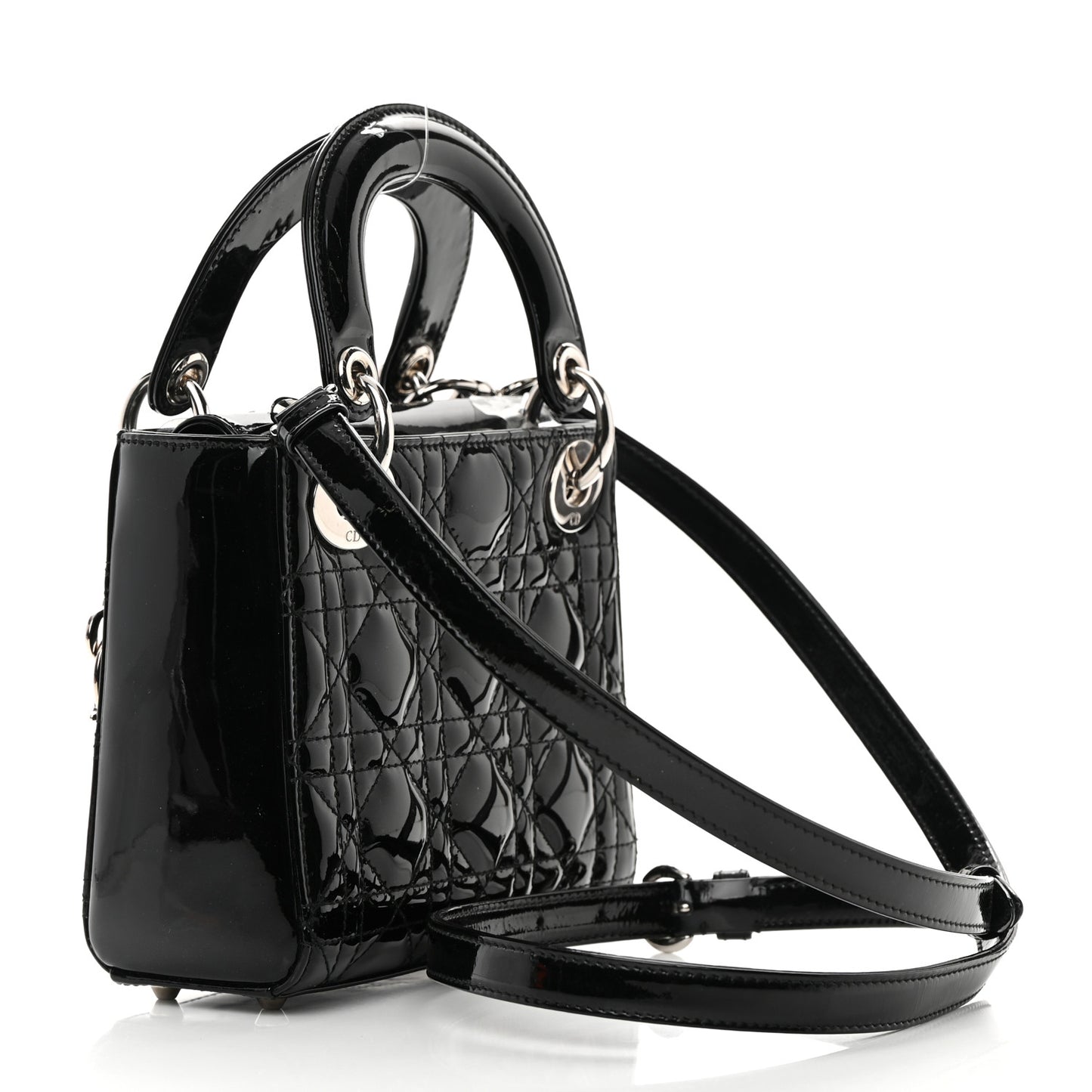 Patent Cannage Mini Lady Dior Black
