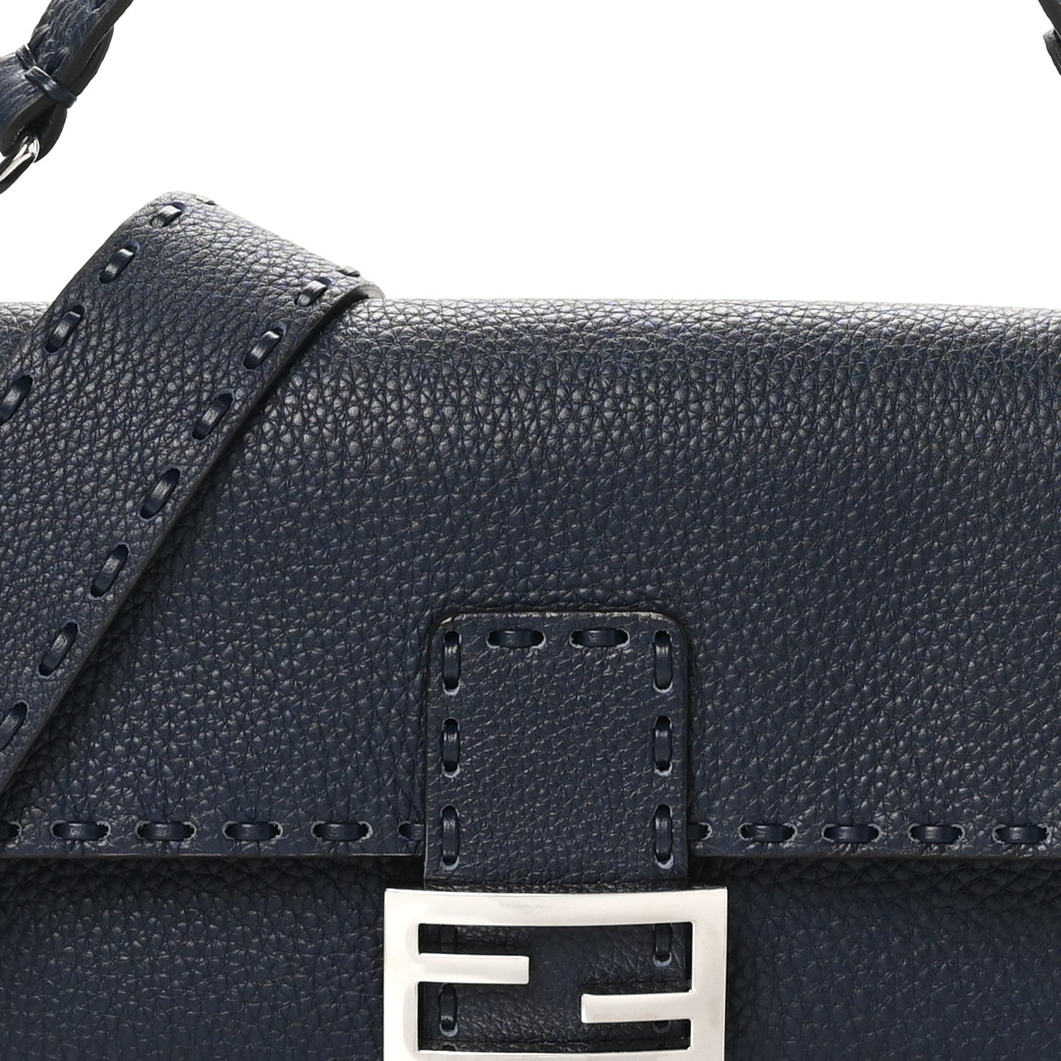 Fendi Cuoio Roma Sellerissima Nappa Sintetica Tape Stitch Baguette Notte 7 of 9