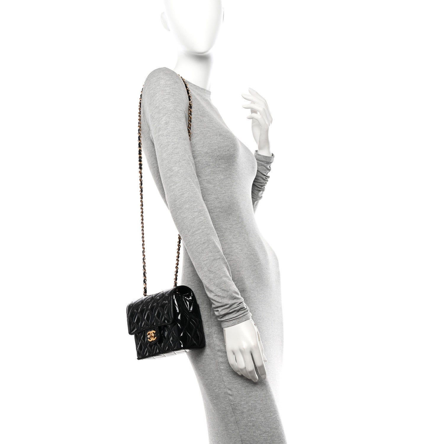 Chanel Patent Calfskin Quilted Mini Square Flap Black 3 of 10
