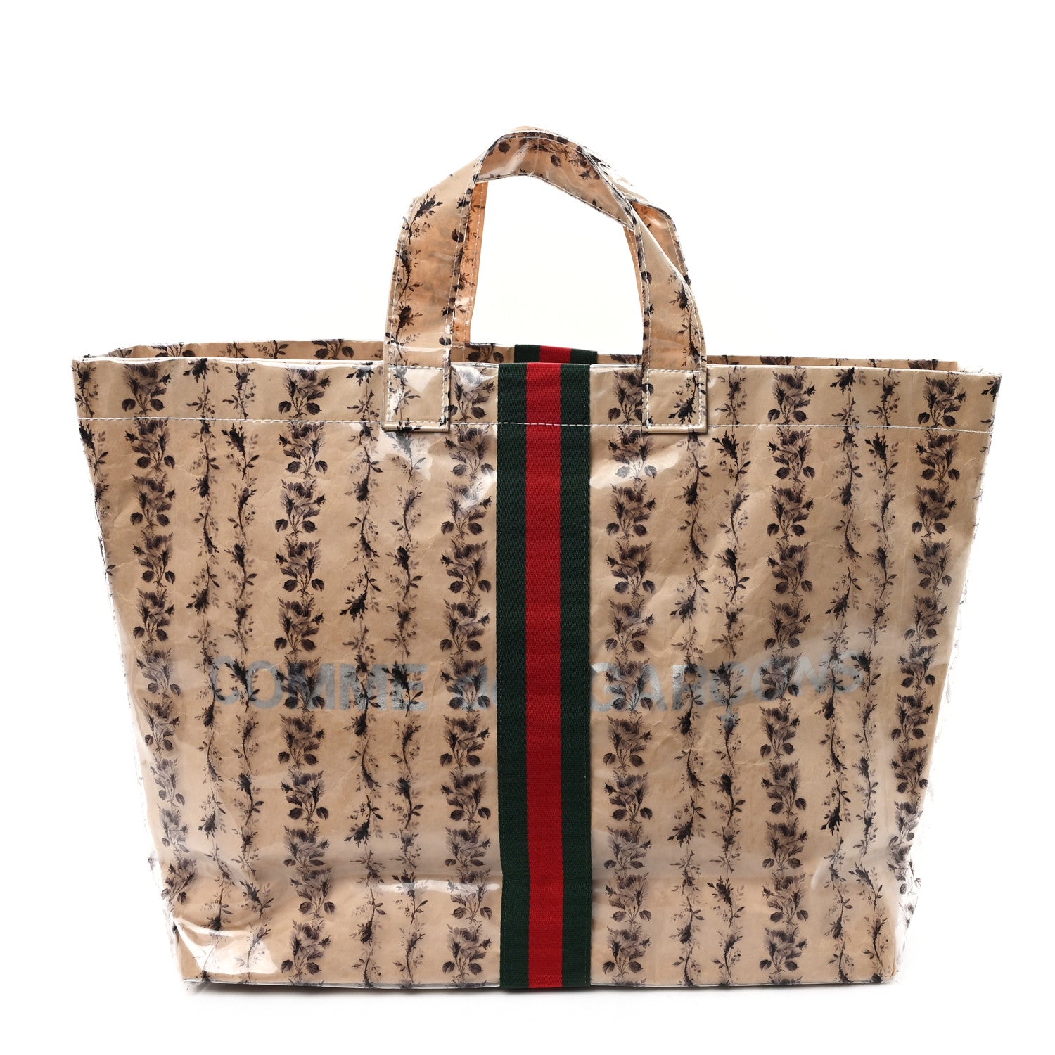 Gucci X COME DE GARCONS Plastic Web Floral Paper Shopper Tote 1 of 11