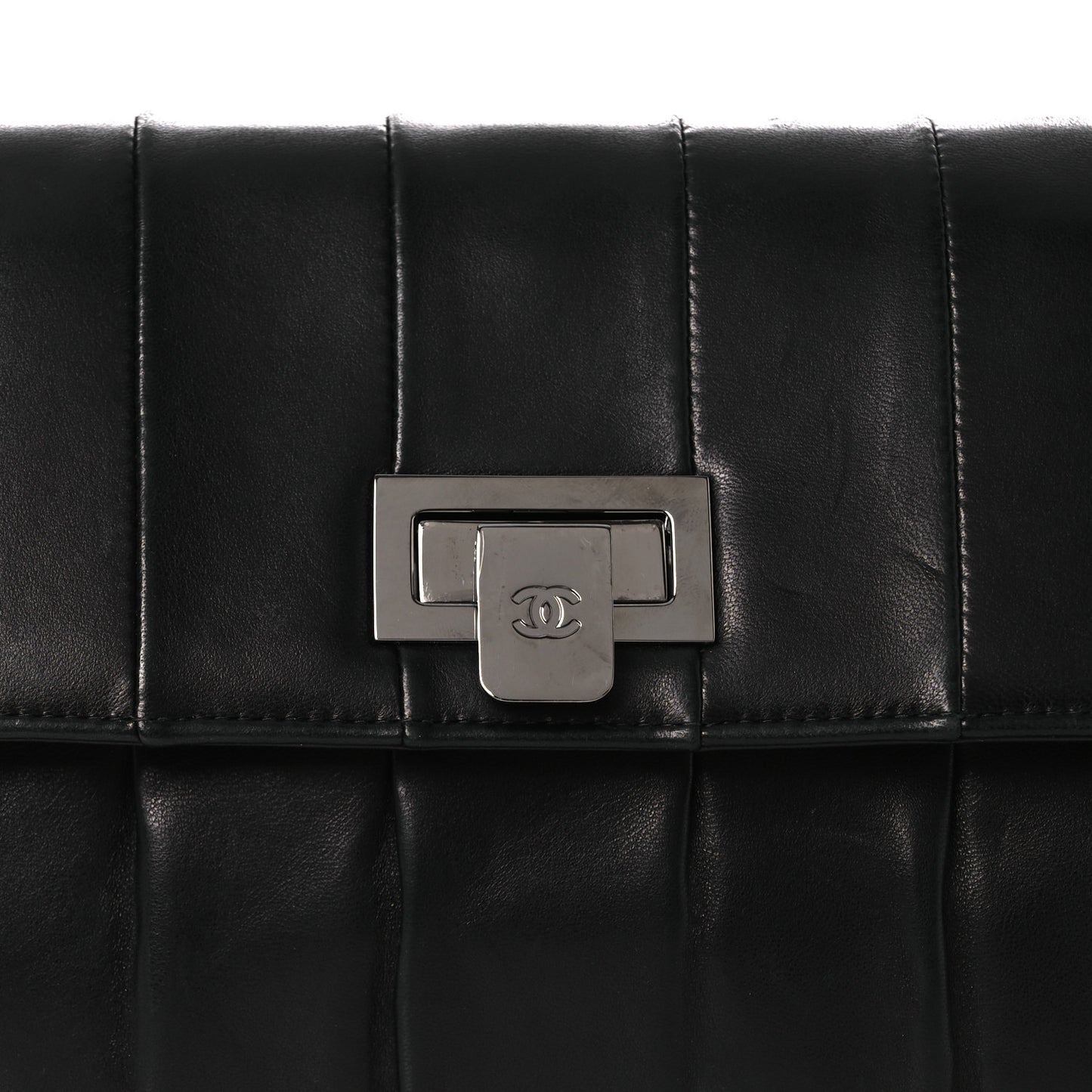 Lambskin Vertical Quilted Clutch Black