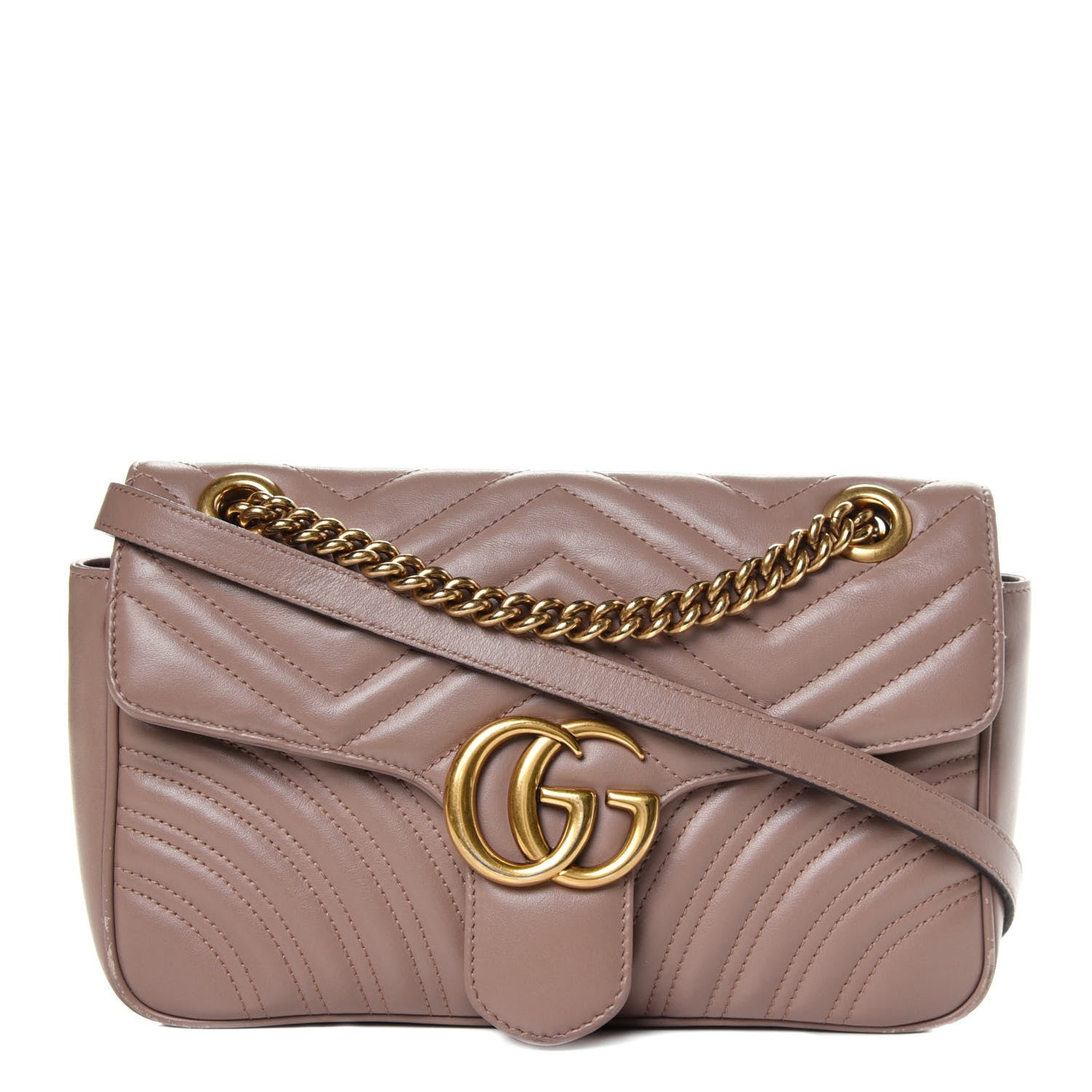 Gucci Calfskin Matelasse Small GG Marmont Shoulder Bag Porcelain Rose 1 of 7