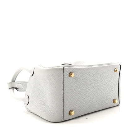 Hermes Taurillon Clemence Mini Lindy 20 Bleu Pale 4 of 11