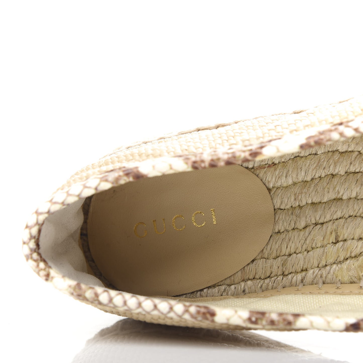 Straw Elaphe Matelasse GG Marmont Espadrilles 37 Natural Cream Brown