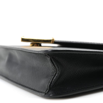 Prada Saffiano Lux Metal Triangle Logo Mini Envelope Chain Shoulder Bag Black 9 of 9
