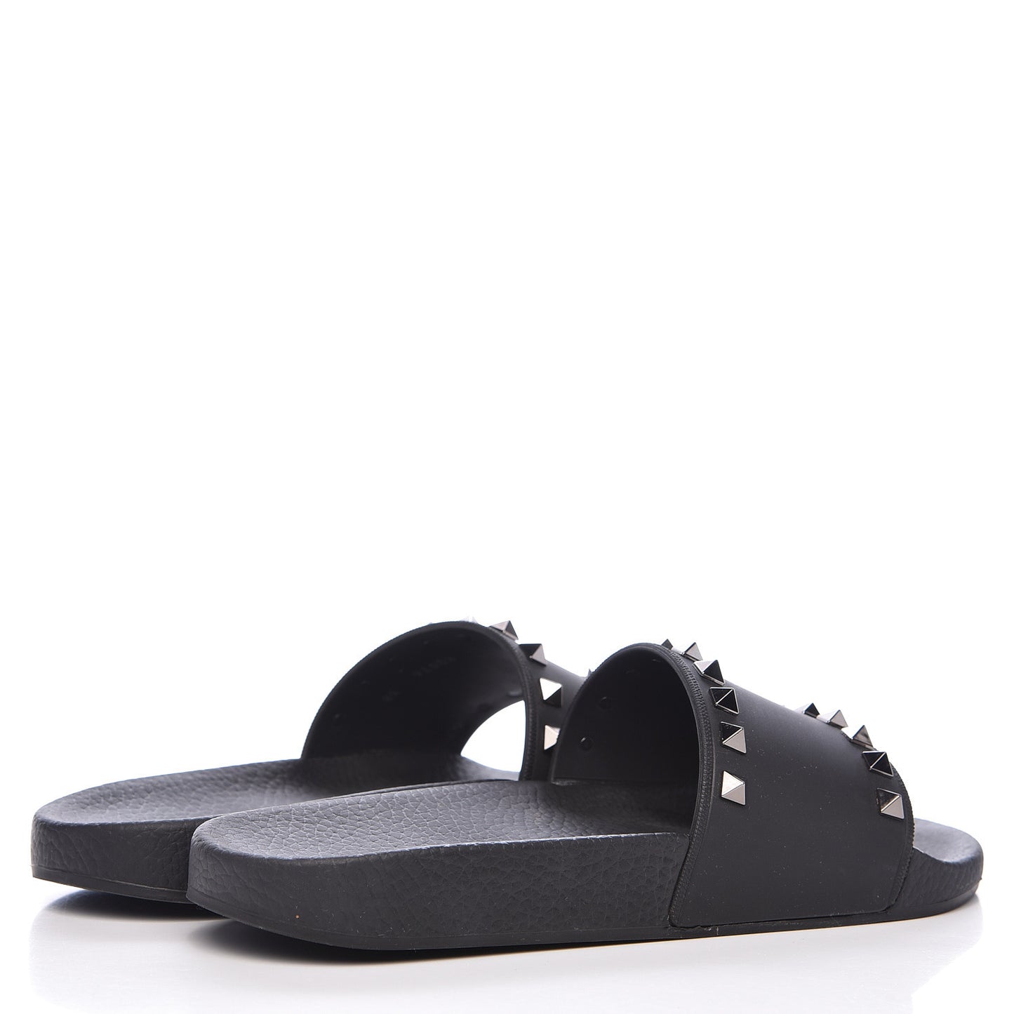 Rubber Rockstud Slide Sandals 38 Black