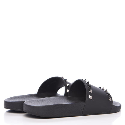 Valentino Garavani Rubber Rockstud Slide Sandals 38 Black 4 of 8