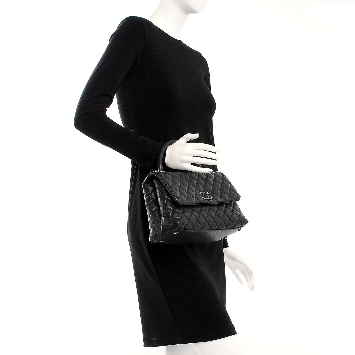 Chanel Caviar Quilted Small Coco Handle Flap Black 3 of 10