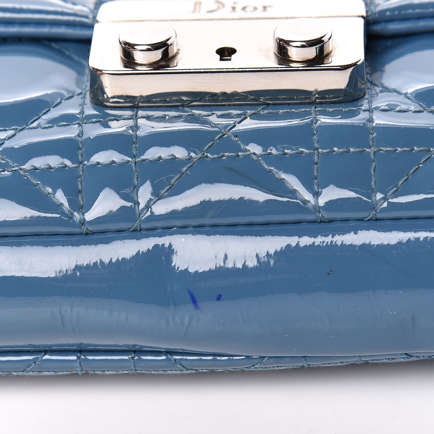 Christian Dior Patent Cannage New Lock Pouch Blue 12 of 13