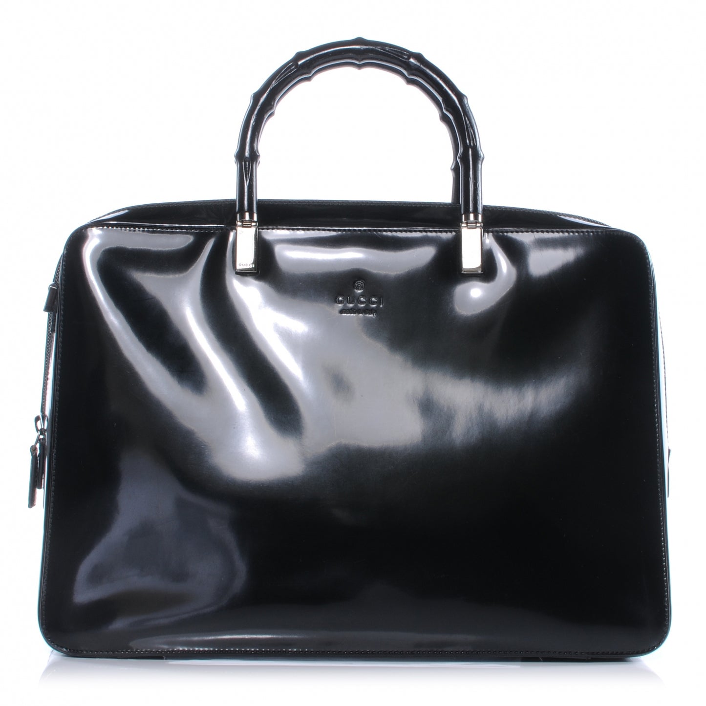 Patent Leather Bamboo Bag Black