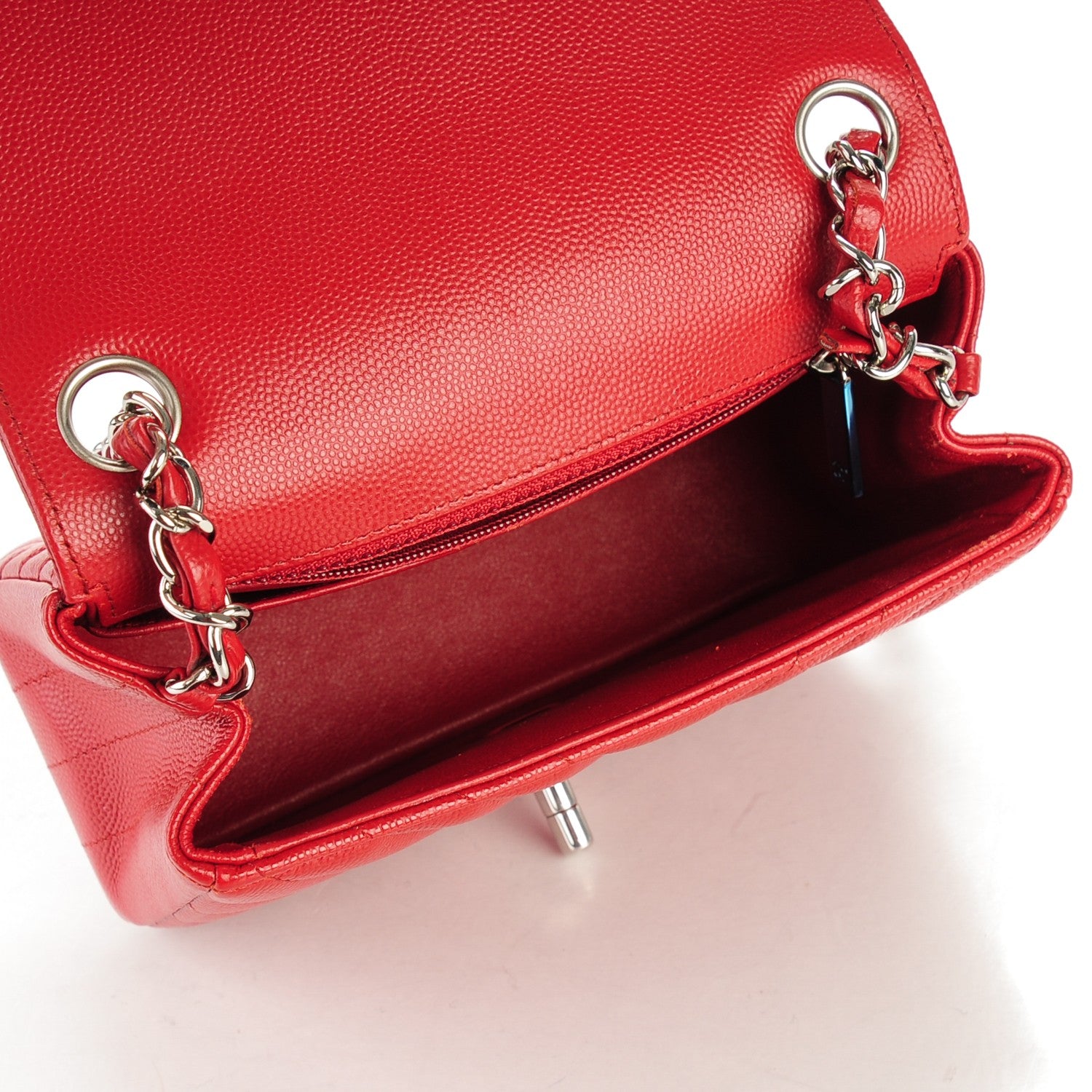 Chanel Caviar Chevron Quilted Mini Square Flap Dark Red 5 of 7