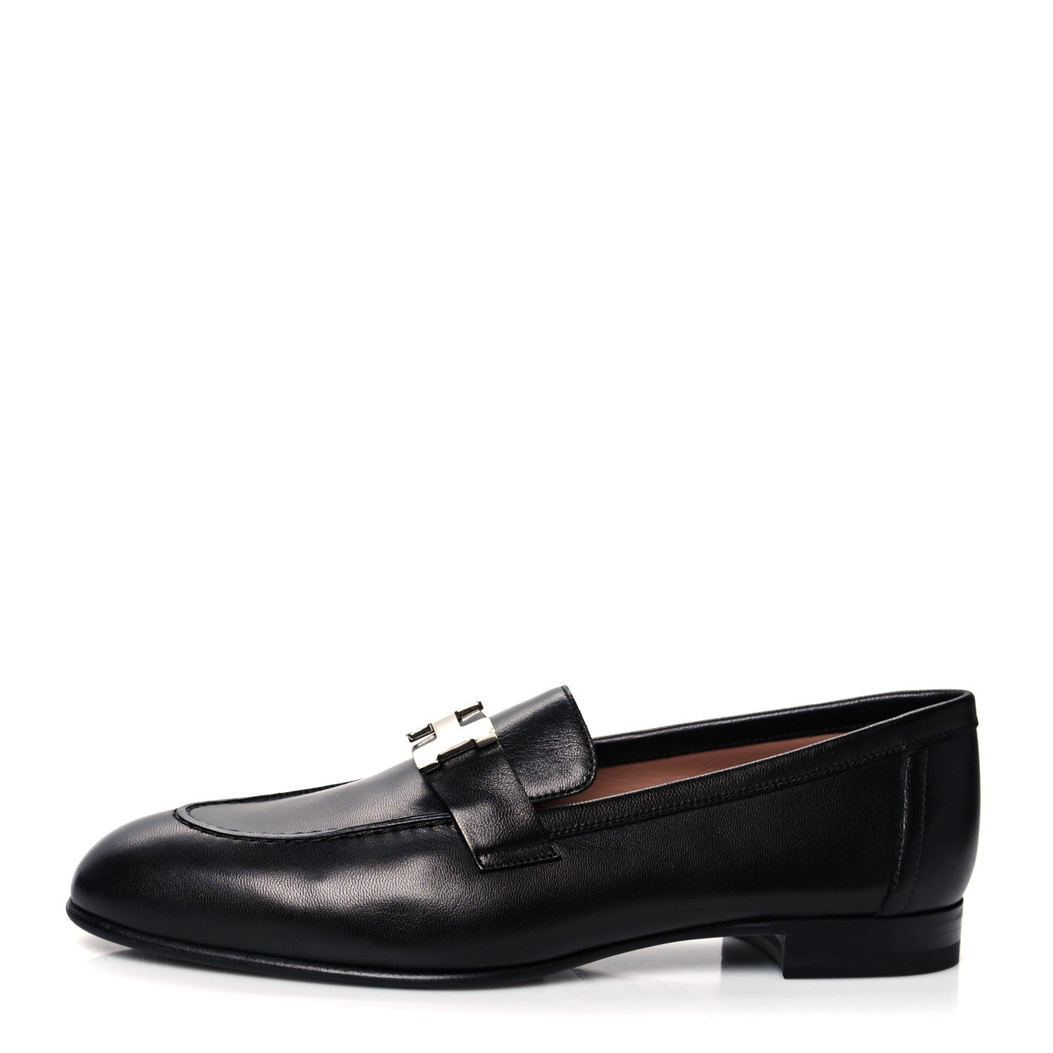 Hermes Goatskin Womens Paris Loafers 38 Black 1 of 8