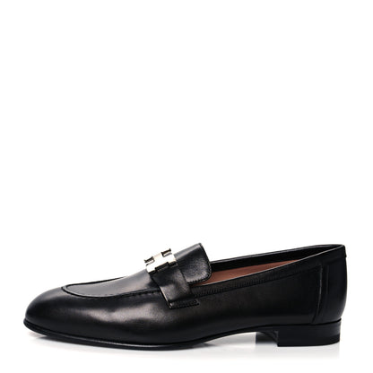 Hermes Goatskin Womens Paris Loafers 38 Black 1 of 8
