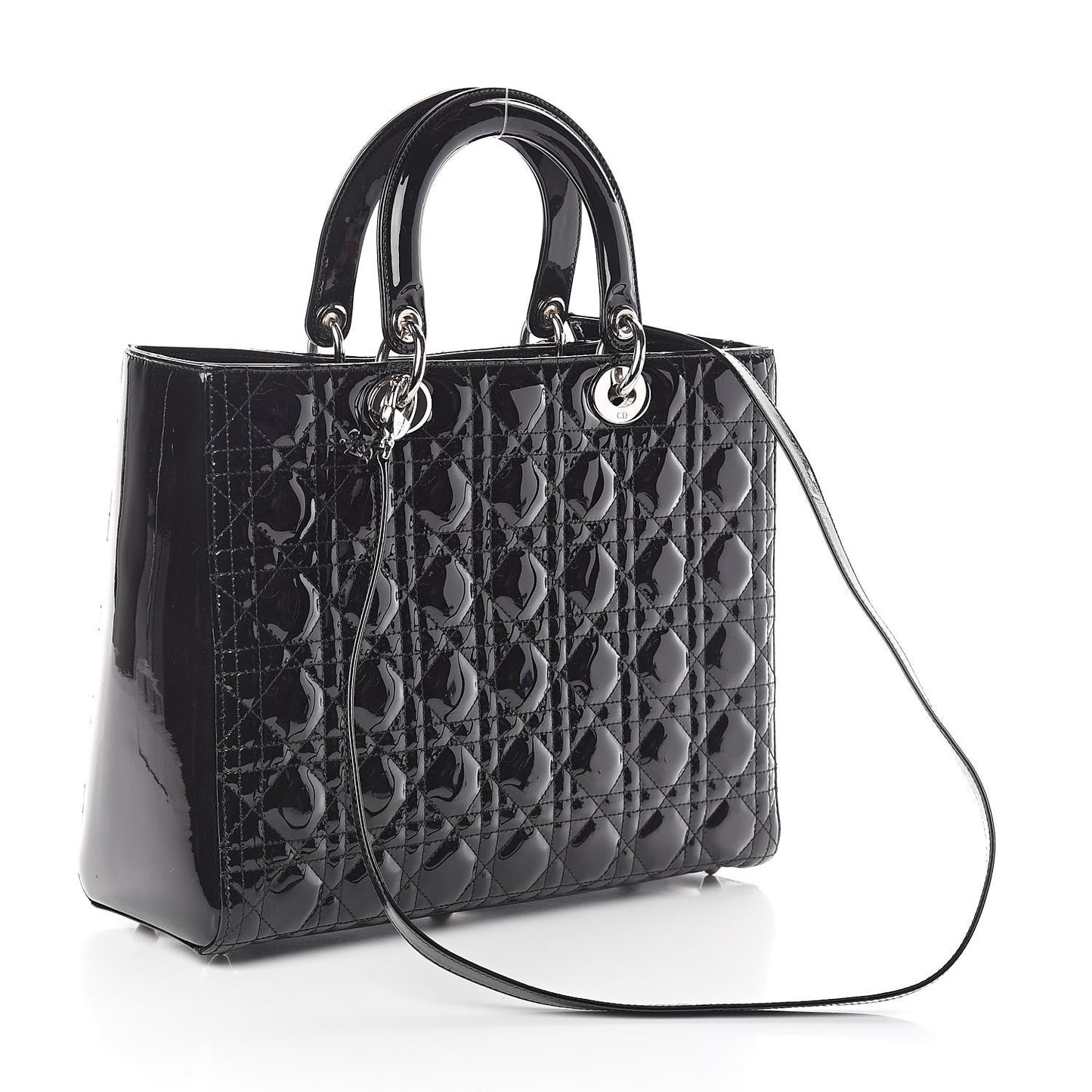 Patent Cannage Large Lady Dior Black