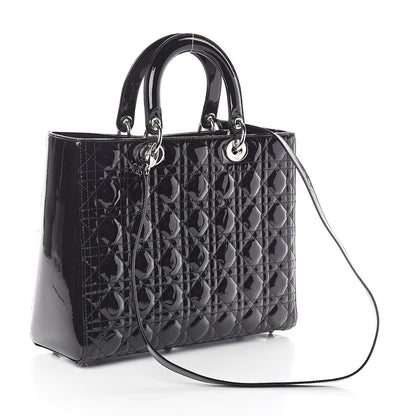 Christian Dior Patent Cannage Large Lady Dior Black 3 of 8