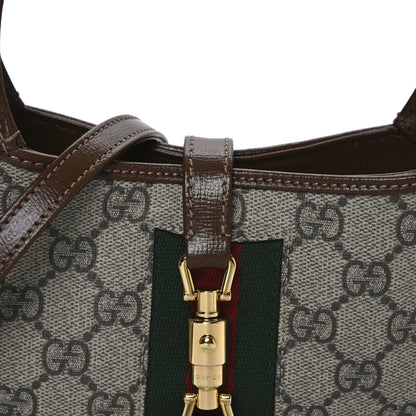 Gucci GG Supreme Monogram Azalea Calfskin Web Mini Jackie 1961 Hobo Beige Ebony Brown Sugar 14 of 18