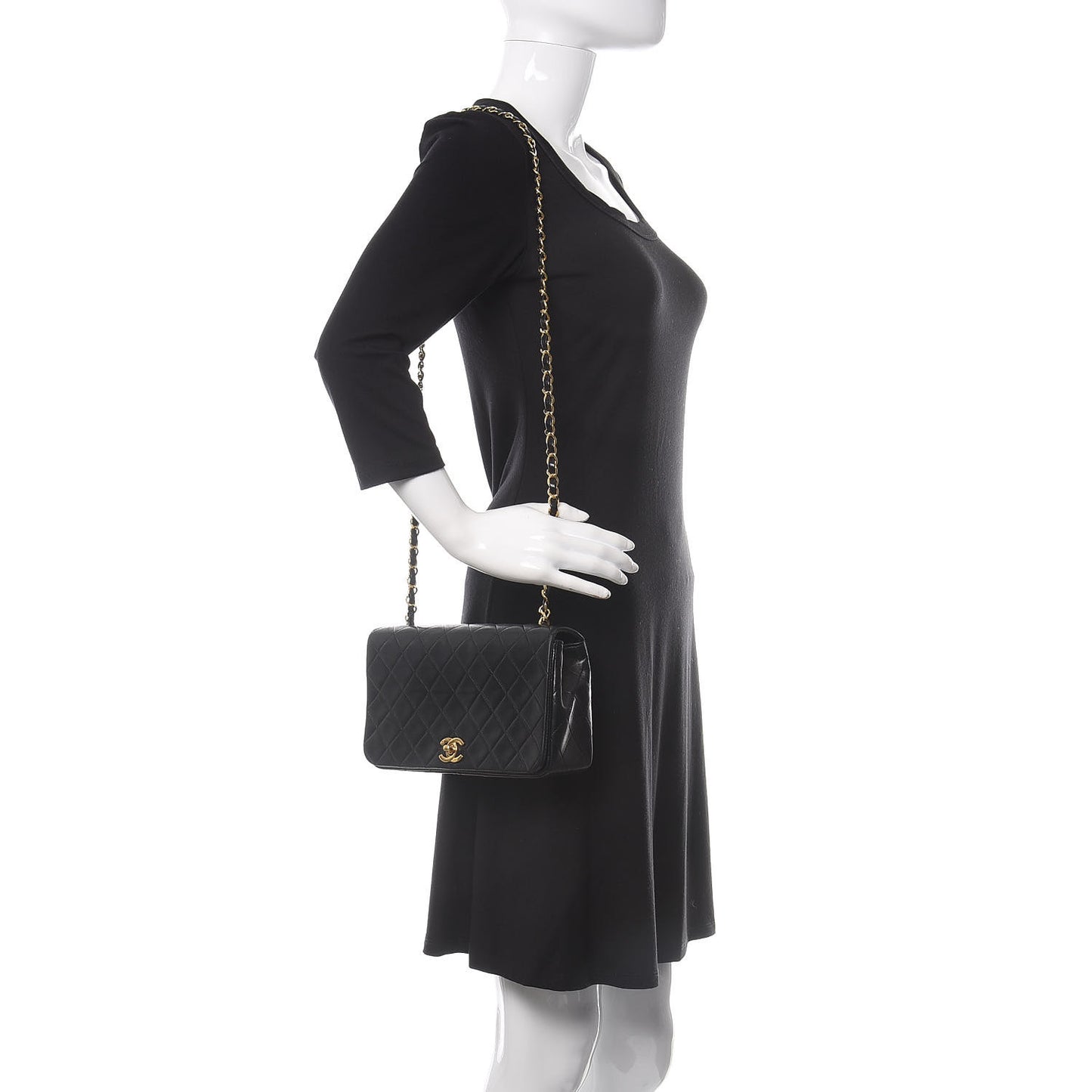 Lambskin Quilted Small Single Flap Bag Black