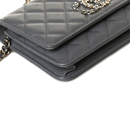 Chanel Caviar Quilted French New Wave Chain CC Wallet On Chain WOC Grey 11 of 14