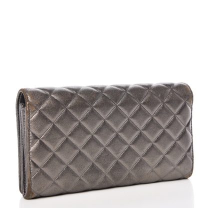 Chanel Calfskin Quilted Large Diamond CC Flap Wallet Dark Silver 3 of 19