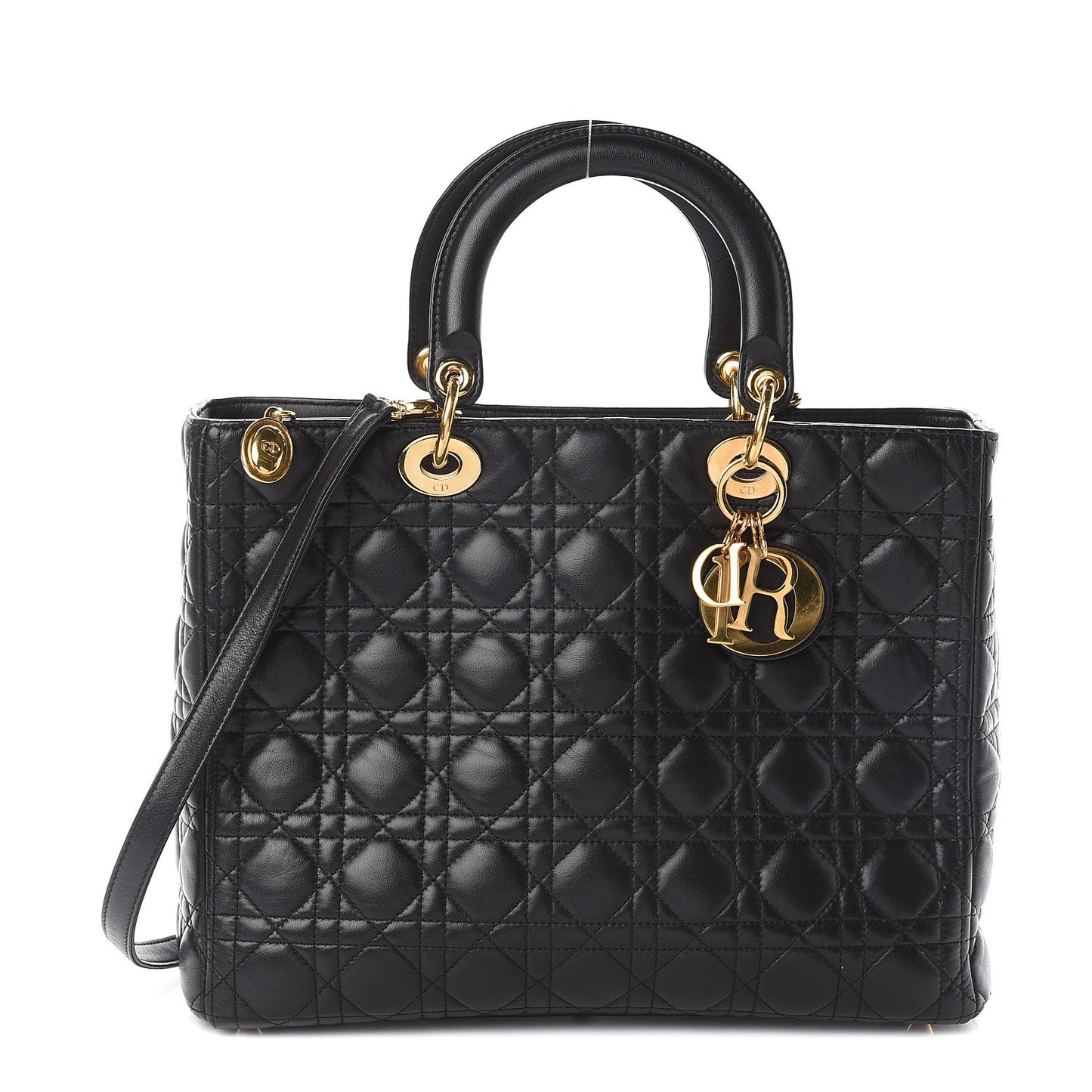 Lambskin Cannage Large Lady Dior Black