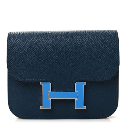 Hermes Epsom Enamel Constance Slim Wallet Blue De Prusse Blue Frida 1 of 10
